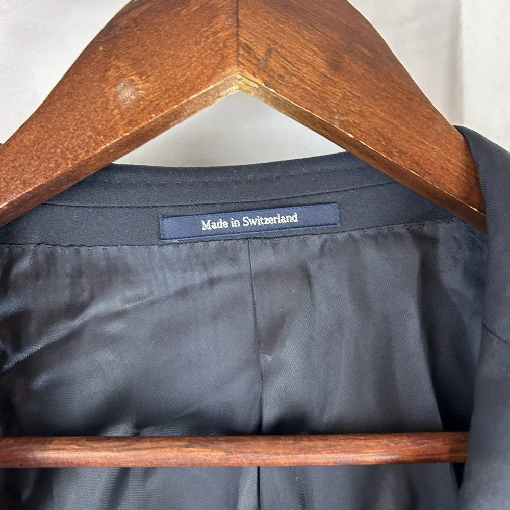 Ermenegildo Zegna Suit Jacket Mens 46 Blue‎ Solid Two Button Made In Switzerland